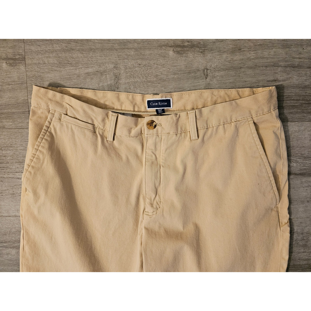 Club Room Mens Pants Khaki Flat Front Stretch 36 X 30 - Picture 2 of 5